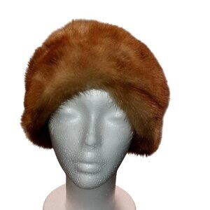 Vintage Lux Pastel Mink Fur Hat Women M Pillbox Coche Winter 1960s Warm Elegant